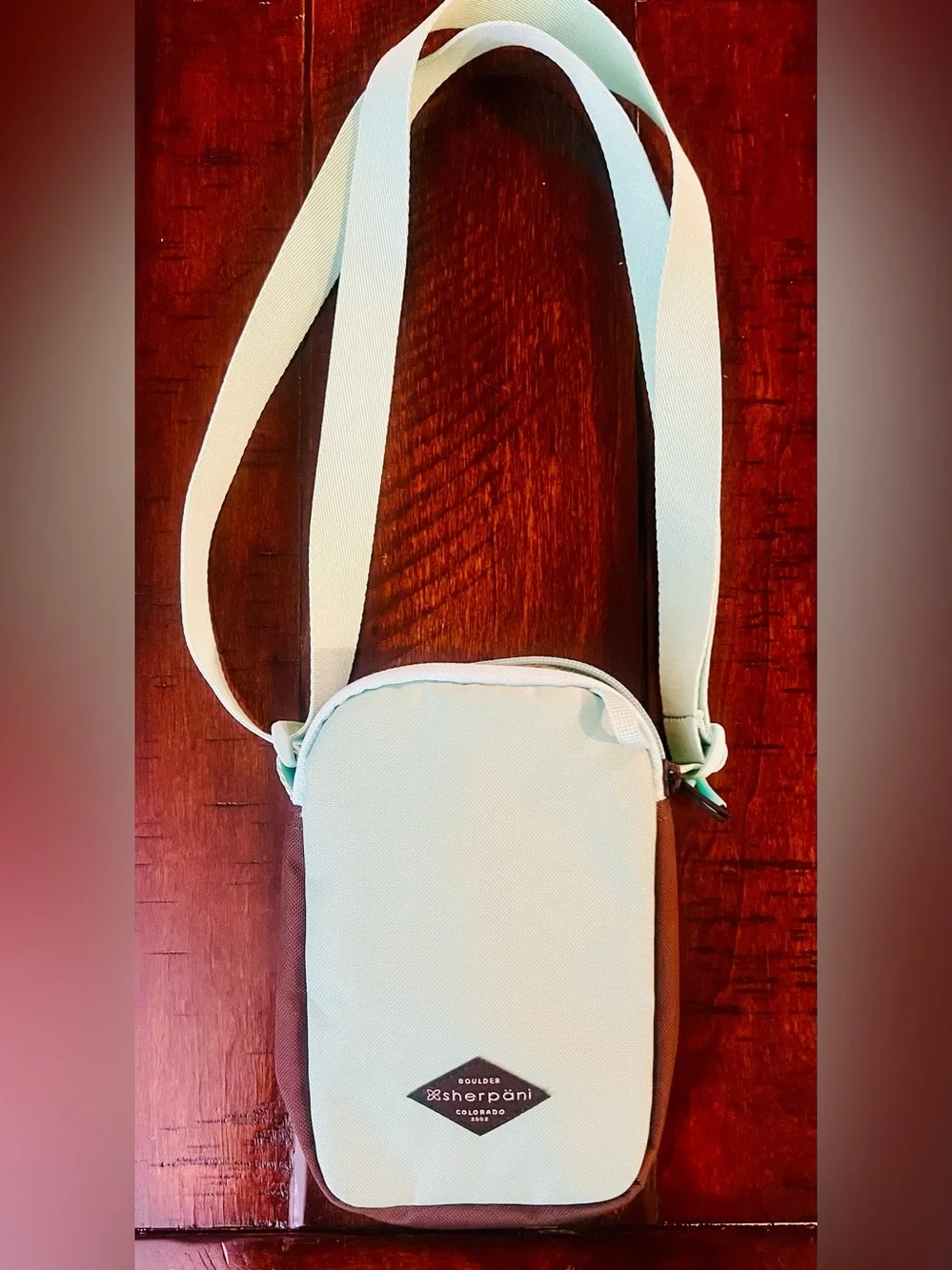 Sherpani Rogue Crossbody Bag Mint & Brown Lightweight Travel Everyday Purse